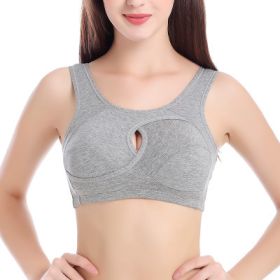 Plus Size Women Bra Ladies Cotton Quake-Proof Underwear Sleep Tops No Buckles Non Wire Lingerie With Removable Padded (Option: Grey-M-1pc)