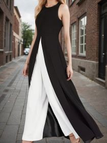 2025 New Jumpsuit, Black And White, Zipper Closure, Women's Clothing (Option: M)