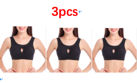 Plus Size Women Bra Ladies Cotton Quake-Proof Underwear Sleep Tops No Buckles Non Wire Lingerie With Removable Padded (Option: Black-L-3pcs)