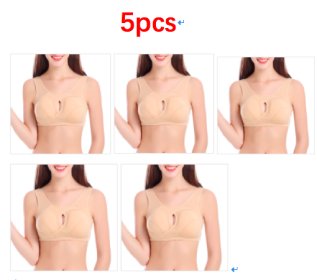 Plus Size Women Bra Ladies Cotton Quake-Proof Underwear Sleep Tops No Buckles Non Wire Lingerie With Removable Padded (Option: Beige-M-5pcs)