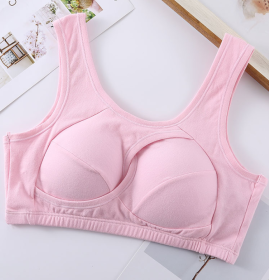 Plus Size Women Bra Ladies Cotton Quake-Proof Underwear Sleep Tops No Buckles Non Wire Lingerie With Removable Padded (Option: Pink-L-1pcs)