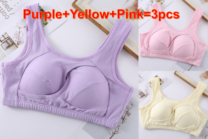 Plus Size Women Bra Ladies Cotton Quake-Proof Underwear Sleep Tops No Buckles Non Wire Lingerie With Removable Padded (Option: Multicolor-S-1pc)