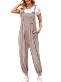 Women's Casual Pocket Long Jumpsuit (Option: M-Khaki)