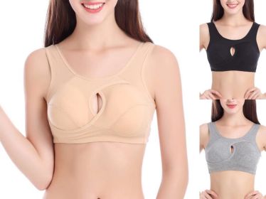 Plus Size Women Bra Ladies Cotton Quake-Proof Underwear Sleep Tops No Buckles Non Wire Lingerie With Removable Padded (Option: 3color-XXL-1pc)