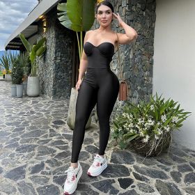 Tube Top Tight Sexy Big Backless Jumpsuit (Option: M-Black)