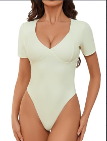 Women's T-shaped Bottoming Backless V-neck Strap Jumpsuit (Option: Beige-M)