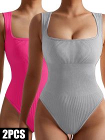 2 Pack Womens, One Piece Jumpsuits For Women, Ribbed Workout Tops For Women Clothing, Seamless Tank Tops Rompers (Option: 2PACK4-S)