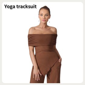 Women's Solid Color Off Shoulder Jumpsuits (Option: Coffee-M)