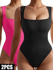 2 Pack Womens, One Piece Jumpsuits For Women, Ribbed Workout Tops For Women Clothing, Seamless Tank Tops Rompers (Option: 2PACK2-S)